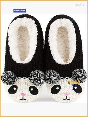 Womens Non Slip Gripper Slippers Fuzzy Knit House Slippers Memory Foam